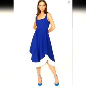 Esteban Cortazar Blue Flamenco Midi Dress Size 6